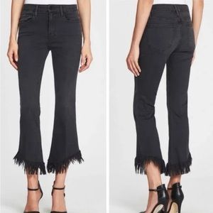NWOT Frame Le Crop Mini Boot High rise Shredded Hem Fringe washed Black Denim 27